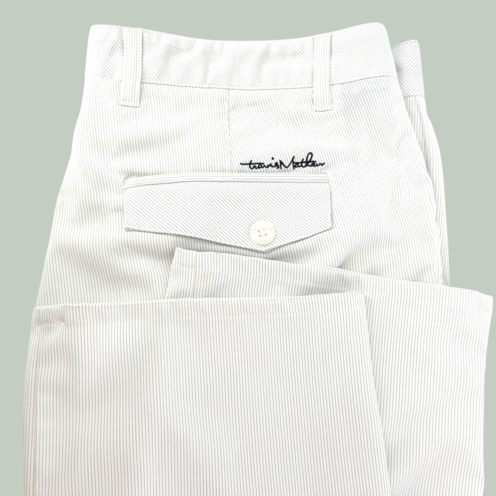 NEW TravisMathew Golf Pants Mens 38 Grey Pinstripe Stretch Music Pocket Trousers
